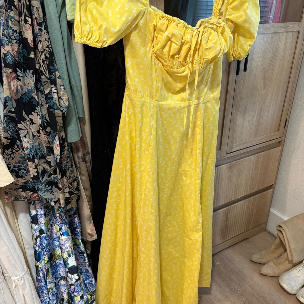 Yellow Floral Off-Shoulder Dress